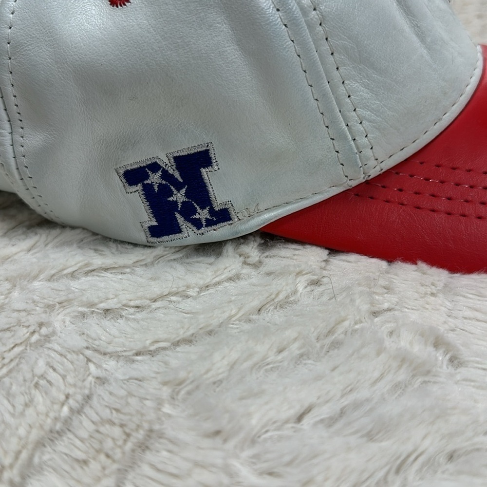 Vintage Logo Athletic Atlanta Falcons LEATHER hat buckle back, 90's, White /red - Picture 3 of 8